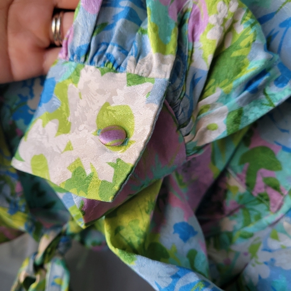 Ronny Kobo Demna Silk Floral Tie-Waist Crop Top Blouse XS Retail $298 Excellent - Picture 5 of 16